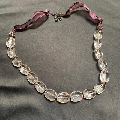 Clear necklace with ribbon and extender