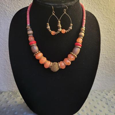 Beaded Necklace with Earrings