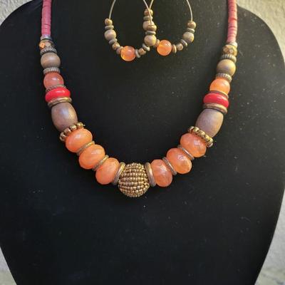 Beaded Necklace with Earrings