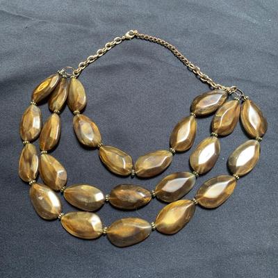 16â€ Brown Stone 3 Layer Necklace