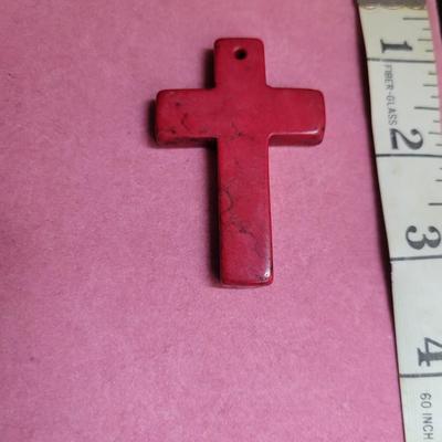 Red Stone Cross Pendant