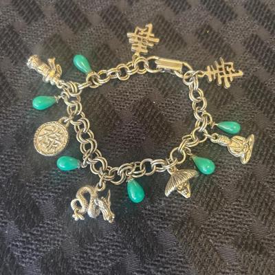 Vintage Peking Glass Bead Asian Bracelet