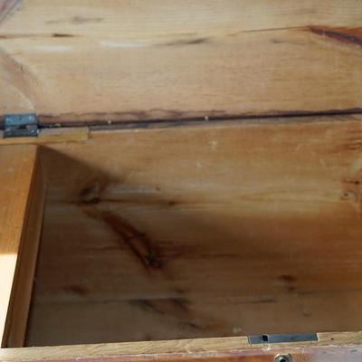 ANTIQUE 19TH CENTURY 1840-50 'S GRAIN PAINTED PINE BLANK CHEST /W BUN STYLE FOOTINGS