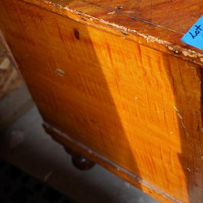 ANTIQUE 19TH CENTURY 1840-50 'S GRAIN PAINTED PINE BLANK CHEST /W BUN STYLE FOOTINGS