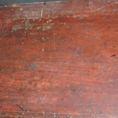 EARLY 19TH CENTURY WOODEN CHEST/ ORIGINAL RED PAINT/ DOCUMENT BOX