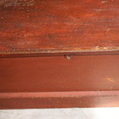 EARLY 19TH CENTURY WOODEN CHEST/ ORIGINAL RED PAINT/ DOCUMENT BOX