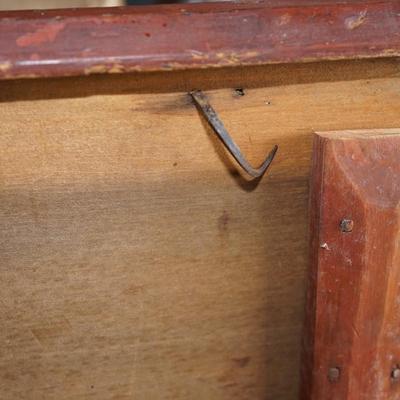 EARLY 19TH CENTURY WOODEN CHEST/ ORIGINAL RED PAINT/ DOCUMENT BOX
