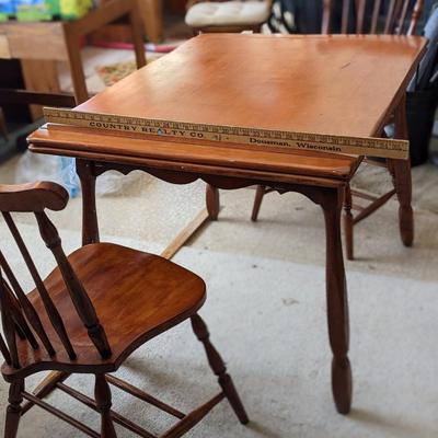 Adorable Pine Extendable Table with 2 Heywood Wakefield Chairs
