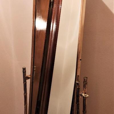 Lot #169  Brass Cheval mirror - heavy