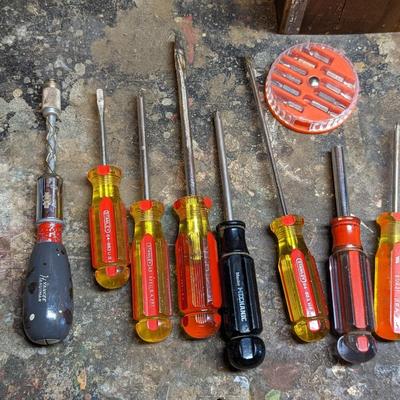 Lot of Stanley and Mechanic Screwdrivers and Bits