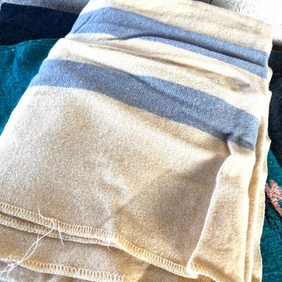 LOT 199 Vintage Blankets (3) South American Textile - Wool Camp - Cotton Woven