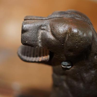 ANTIQUE CAST IRON FIGURAL ST. BERNARD DOG NUTCRACKER