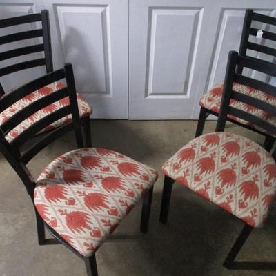 Set of 4 Heavy Duty Metal Frame Dining Chairs with Upholstered Seats