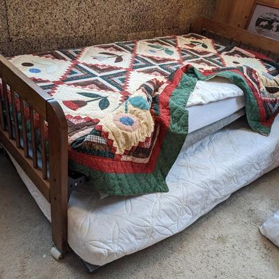 Twin Trundle Bed with Mattresses and Bedding