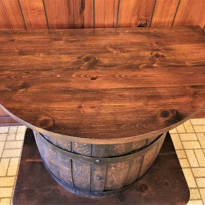 Lot #183  Vintage Mobile Bar Handmade from Beer Barrel - rolls
