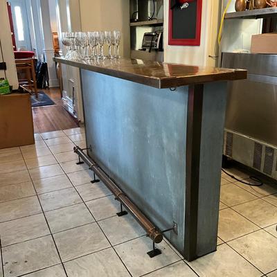 282 Copper Top 6'8" Bar with Copper Foot Rest