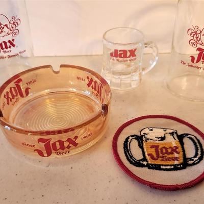 Lot #187  Good Lot of Vintage JAX BEER memorabilia - ashtray, patch, glasses
