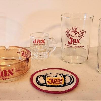 Lot #187  Good Lot of Vintage JAX BEER memorabilia - ashtray, patch, glasses