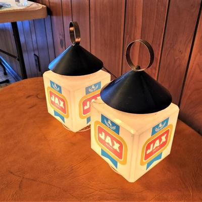 Lot #189  Super Scarce Pair of JAX Advertising Lanterns - working condition