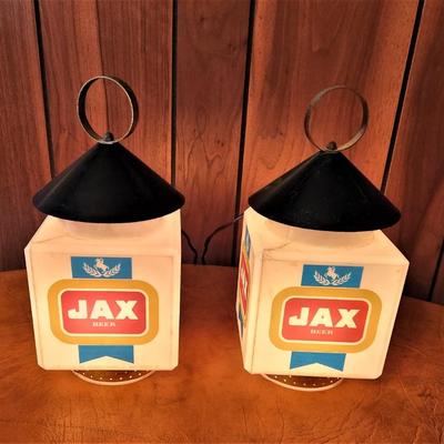 Lot #189  Super Scarce Pair of JAX Advertising Lanterns - working condition