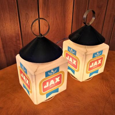 Lot #189  Super Scarce Pair of JAX Advertising Lanterns - working condition