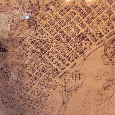 Lot #190  Framed Vintage Print - Map of Colonial New Orleans Vieux Carre