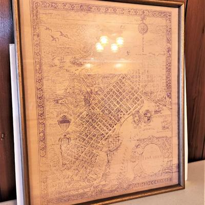 Lot #190  Framed Vintage Print - Map of Colonial New Orleans Vieux Carre