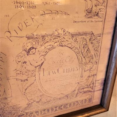 Lot #190  Framed Vintage Print - Map of Colonial New Orleans Vieux Carre