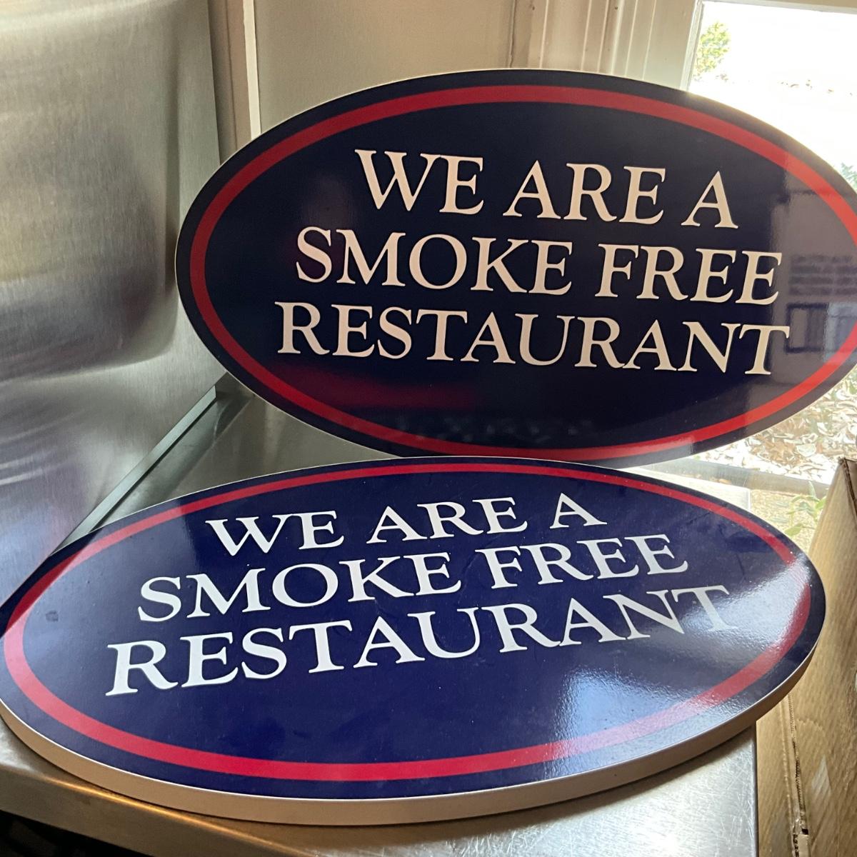 299 TWO "We are a Smoke Free Restaurant"Wooden Signs