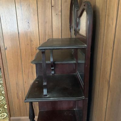 LOT 2: Antique Side by Side  Cabinet & Shelves w/Beveled Mirrors