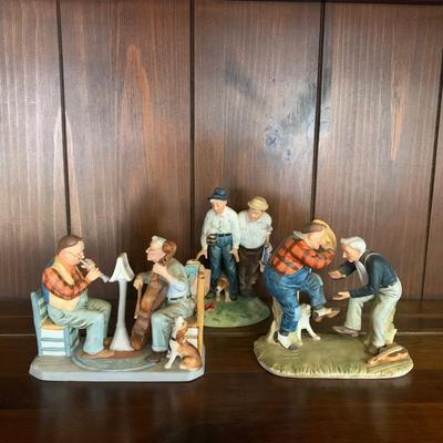 LOT 4R: Vintage Norman Rockwell Sculptures: Canine Solo, Sweet Surprise & Fancy Footwork