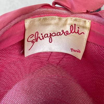 LOT 205 Vintage Christian Dior Beret Lizard Trim + Schiaparelli Hot Pink Straw Turban Hat