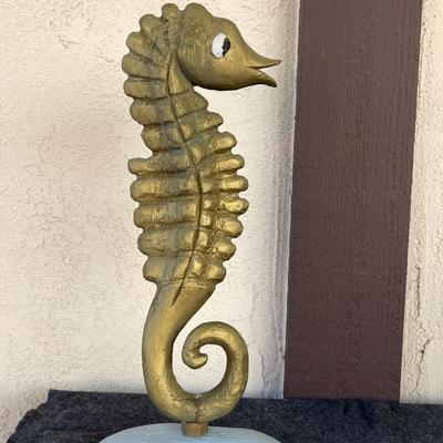 LOT 208 Handmade Paper Mache Sea Horse Statue 17"