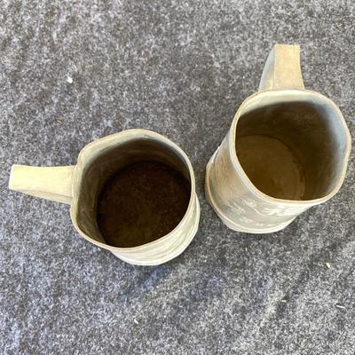 LOT 210 World War II Trench Art Metal Beer Mugs  Dragon Design Names Martha & Luren