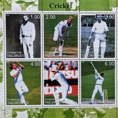 Cricket Stamp Sheet Tadjikistan - Set Of 6 Stamps