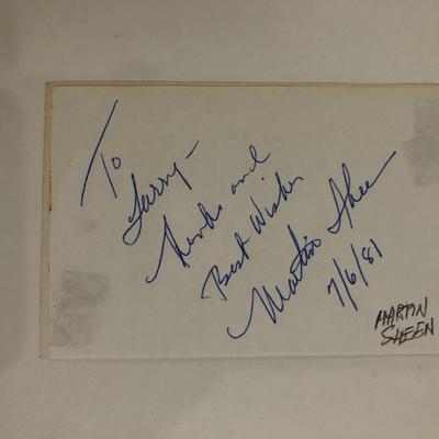 Martin Sheen signed note