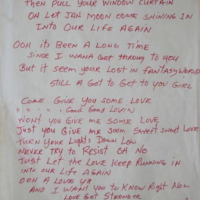 Bob Marley signed lyrics