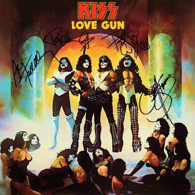 Kiss signed Love Gun album