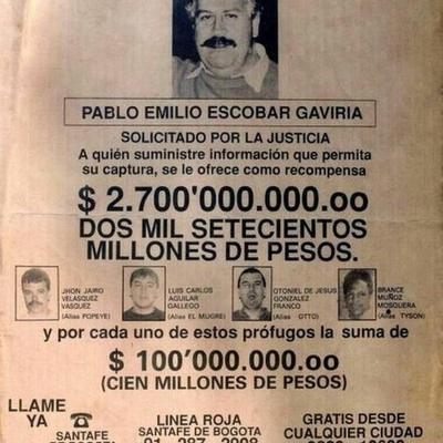 Pablo Escobar Wanted Poster Reprint