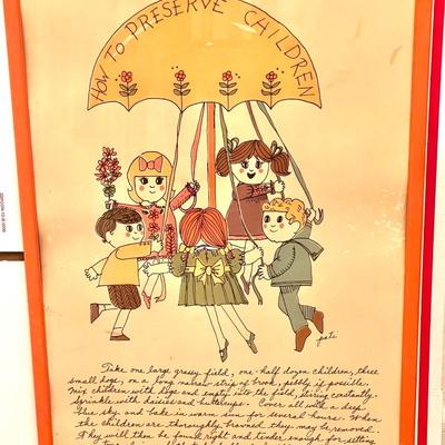 LOT 222  1967 HOW TO PRESERVE CHILDREN by PATI ORIGINAL FRAME