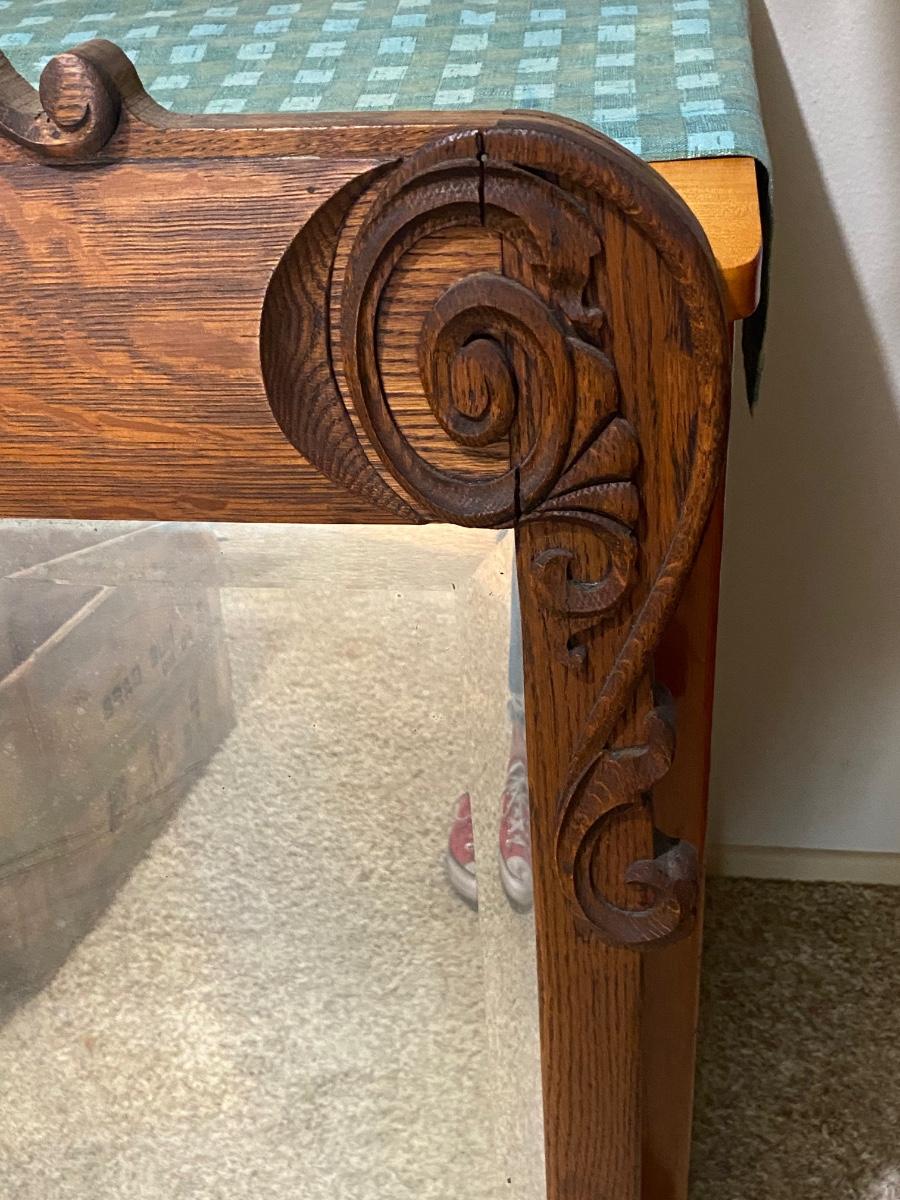 Vintage Antique Large Oak Framed Wall Mirror