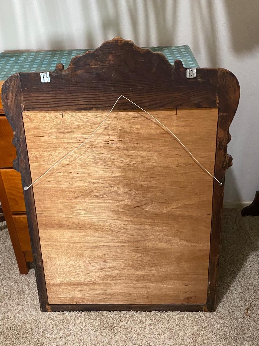 Vintage Antique Large Oak Framed Wall Mirror
