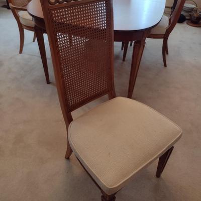Walnut Solid Wood Thomasville Table with Six Matching Chairs includes Two Leaves