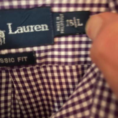 Ralph Lauren Purple Gingham Menâ€™s Shirt Large