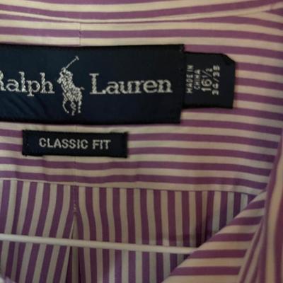 Ralph Lauren Mens Shirt Lavender Striped L