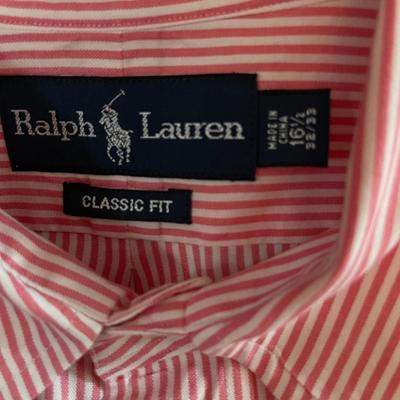 Ralph Lauren Menâ€™s Shirt Orange Stripe L