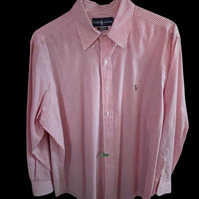 Ralph Lauren Menâ€™s Shirt Orange Stripe L