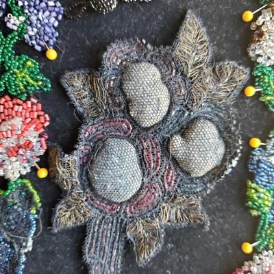 Vintage Crocheted Beaded Textile Art