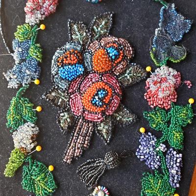Vintage Crocheted Beaded Textile Art
