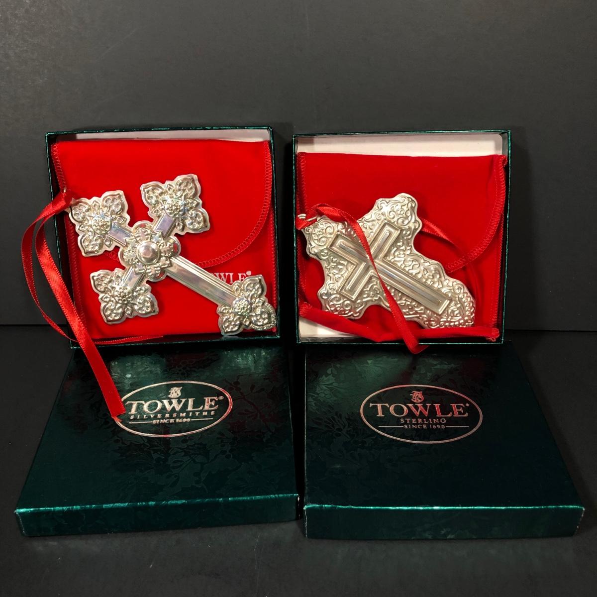 LOT126 Towle Sterling Silver Christmas Ornaments Annual Crosses